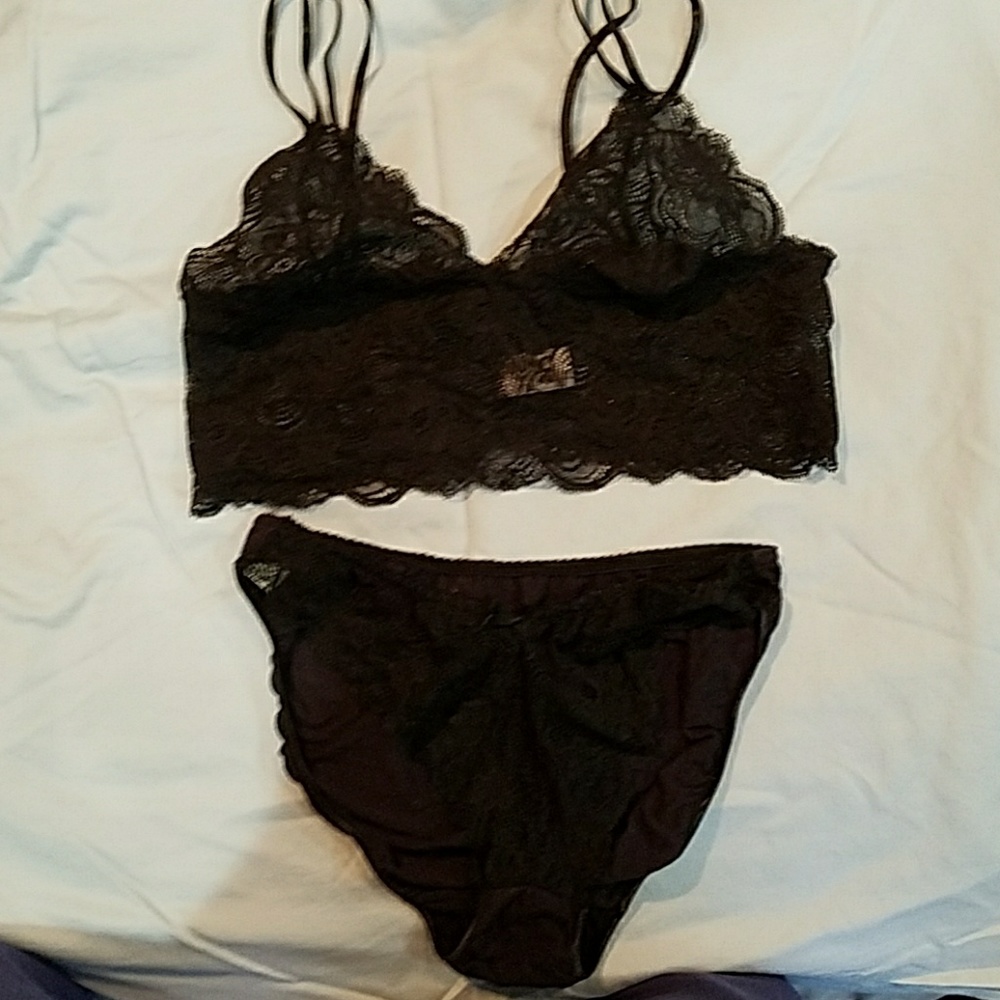 Black lace intimates